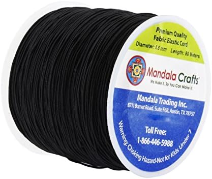 Mandala Crafts 0.6mm Black Shirring Elastic Thread for Sewing, 87 Yards