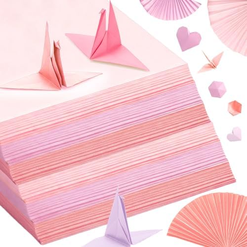 Kigeli 300 Sheet Origami Paper 6 x 6 Inch Square, Pink