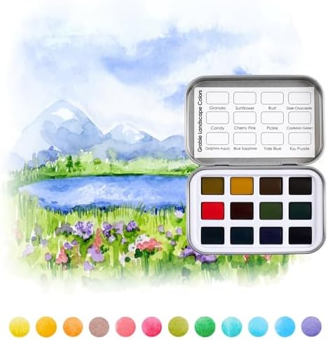 Grabie Set of 60 Color Pocket Watercolor Paint Set, 5 Theme Travel Palette