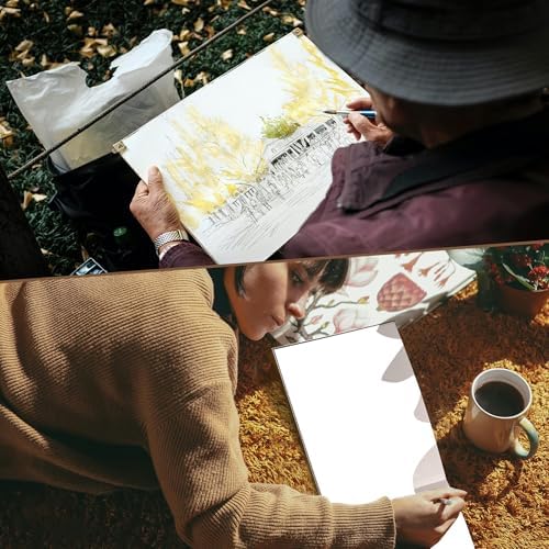 CAGIE Sketch Book for Drawing, 185 GSM Leather Sketchbook 12" x 9", Grey
