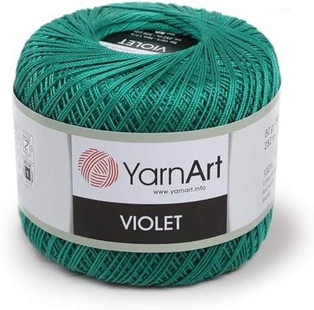 Yarn Art 1 Skein YarnArt Violet,100 Mercerized Cotton Yarn Threads Crochet Lace Hand Knitting Yarn Embroidery Arts Crafts (Green 6334)