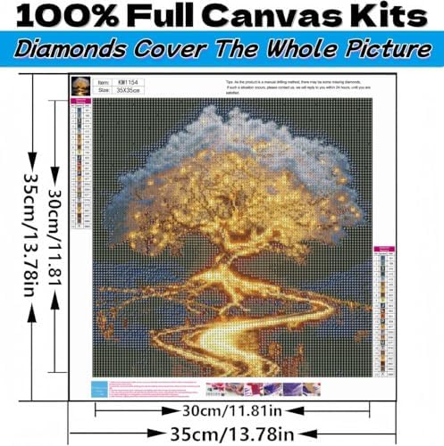 Acelii Tree Diamond Painting Kits for Adults Beginners, 5D Gem Painting | Diamond Art Painting for Adults, Gem Art Kits for Adults, Paint by Diamonds DIY Wall Decor Gift13.78X13.78Inch