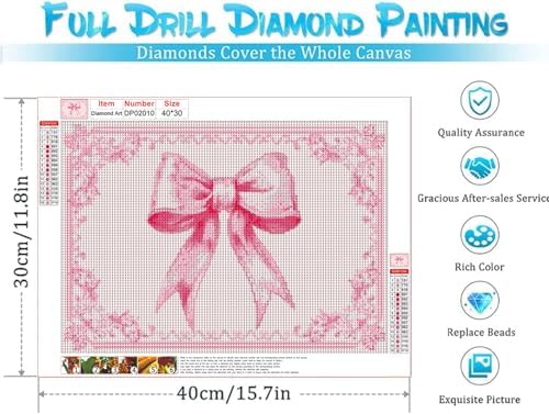 Diamond Art Kits for Adults,Pink Bow Diamond Painting Kits 12 x 16in