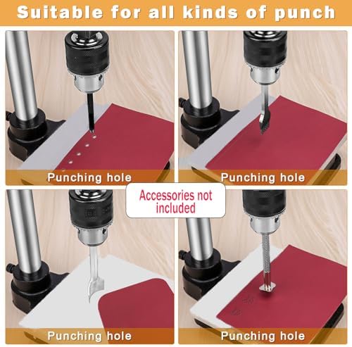 Leather Press Machine Hole Puncher Hand Punching Machine with 4cm Round Press Plate,11pcs Punch Tool Include Rivet Setter,Snap kit Tool for DIY Craft Punching Cutting,Install Rivets and Snap Buttons