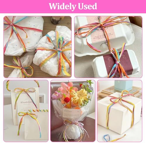 218 Yards Raffia Ribbon, Colorful Raffia Yarn,Packing Paper String for Gift Wrapping, Christmas Crafts and DIY Decoration