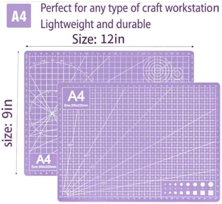 A4 Self-Healing Cutting Mat, Double-Sided Craft Mat with Grid Lines, Precision Rotary Cutting Board for Office Desk, Art Craft, Sewing, Hobby, and DIY Projects - 9x12 Inches