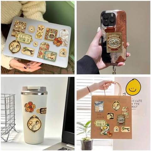 PRSTINCOL 116Pcs Vintage Stickers - Junk Journal Supplies - Waterproof Cute Aesthetic Stickers for Adults, Water Bottles, Planners - Durable Sticker Pack