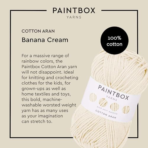 Paintbox Yarns 100% Cotton Aran Yarn Pack of 5 x 1.76oz / 50g, 93yds / 85m