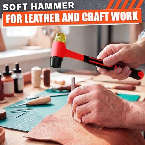 Small Rubber Mallet Hammer 1", 25mm Lightweight, Non Slip Grip 9.6 In