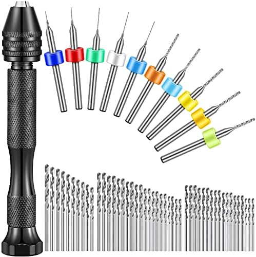 Zhehao 59 Pcs Hand Drill Bits Set Micro Drill Bit Set for Crafts, Black