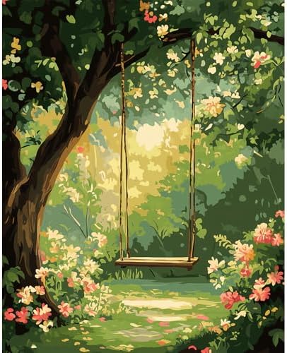 Natuyalo Paint by Numbers for Adults Beginner, Trees Swing Adult Paint by Number Kits on Canvas, DIY Acrylic Easy Painting by Numbers for Home Wall Decor 16x20 inch (Without Frame)
