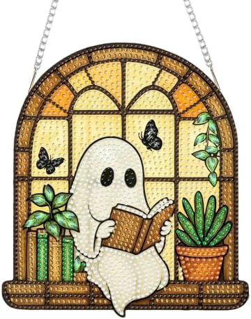 Ghost Hanging Diamond Art Kits for Adults, Diamond Painting Suncatchers