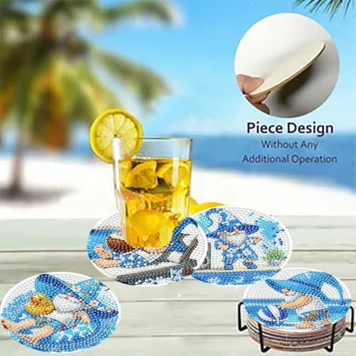 8 Pack Gnome Diamond Art Coasters Kits for Adults,Diamond Painting Coasters