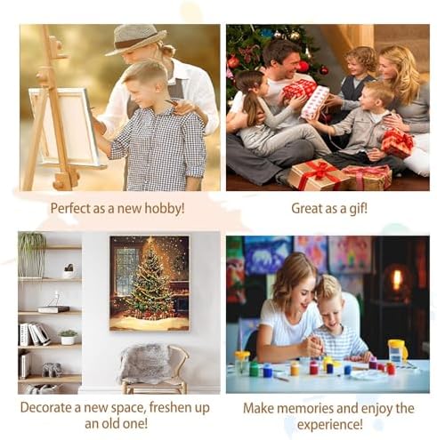Artunion Christmas Tree Paint by Numbers Kit for Adults,Tree Paint by Number Kits, DIY Oil Painting Paint by Number Kits on Canvas Arts Craft for Home Wall Decor 16x20 Inch