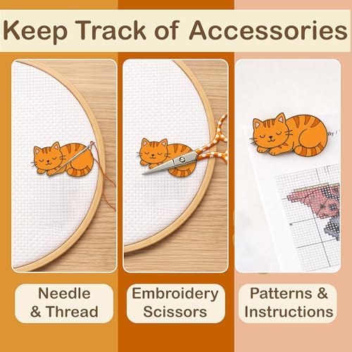 Kraftex Magnetic Needle Minder. Needleminder for Embroidery & Sewing. Cute Needlepoint Accessories. Magnetic Needle Holder for Cross Stitch. Cute Magnet Pin Gift, Orange Cat