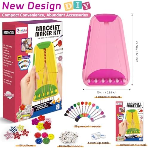 Maynacs Friendship Bracelet Making Kit for Girls 8-12, 28 Pre-Cut Threads
