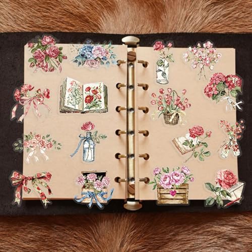 Aesthetic Flowers Stickers Transparent Flora Scrapbook Stickers Pink