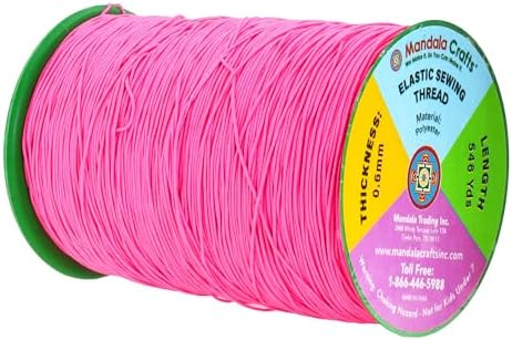 Mandala Crafts 0.6mm Hot Pink Shirring Elastic Thread for Sewing, 546 Yards