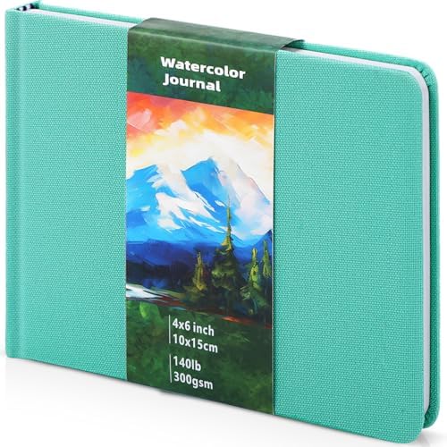 6 x 4in Watercolor Sketchbook Journal Square Watercolor Notebook Turquoise