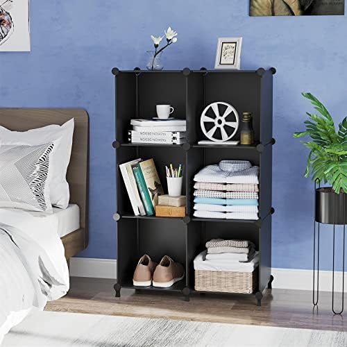 AWTATOS Closet Organizers and Storage, 6 Cube Storage Organizer, Black