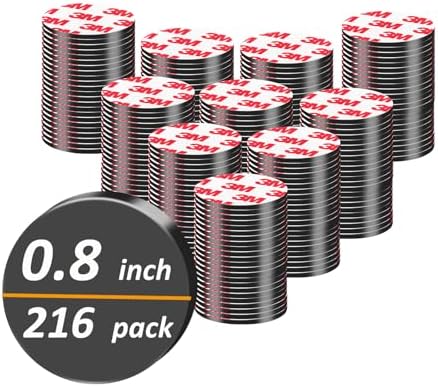 216Pack, Dia 0.8" /20mm Round Magnet Dots Stickers for Crafts, Mini Magnetic Tape with Adhesive Backing, Anisotropy Magnets Peel and Stick for DIY Art Projects