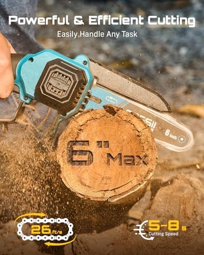 SEESII 2-in-1 Mini Chainsaw & Pruning Shears Combo, Brushless Motor | 6 Inch Cordless Chain Saw, 1.2" Electric Pruner with 2×2000mAh Batteries, for Tree Cutter, Pruning Scissors for Gardening