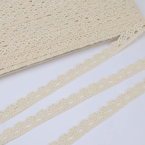 Beige Lace Ribbon 30 Yards Crochet Lace Trim Cotton Sewing for Crafts, Gift Package Wrapping, Bridal Wedding Decoration, Scrapbooking Supplies