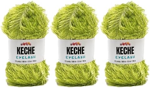 Eyelash Fun Fur Yarn - Premium Soft Crochet Yarn DIY Hand Knitting 100% Polyester 175 Yds 3.53 Oz (Pack of 3) - Avocado