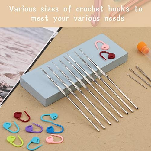 22 Pcs Crochet Hooks Set, Ergonomic Lace Crochet Hook Knitting Needles