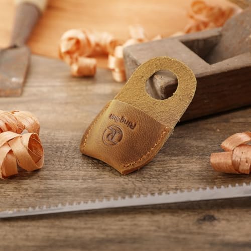 RingSun Thumb Guard Wood Carving Tools, Leather Finger Protector, Handmade Carpenter Working Carving Kit Accessories