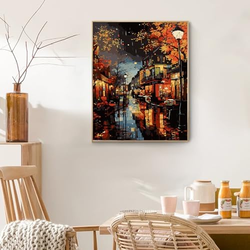 PRASIO Framed Paint by Numbers Kit for Adults Beginner, Landscape Adult Paint by Number Kits on Canvas Framed, DIY Acrylic Watercolor Oil Paint by Numbers with Frame for Gift Home Decor 16x20 Inch