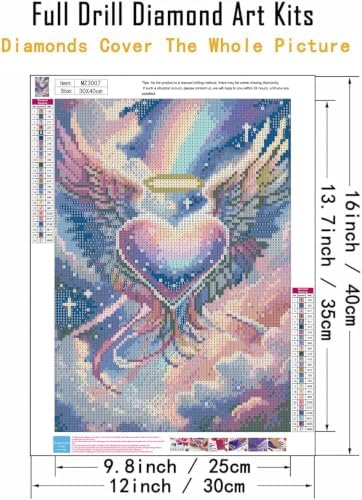 WNPOKN Rainbow Heart Diamond Art Kits for Adults 12 x 16inch