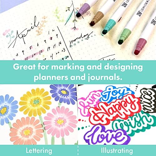 Kuretake CLEAN COLOR DOT Single Hightlight 6 colors set, Flexible dot tip marker, for Journals, Crafts, Illustration, Lettering, Planners, for Adult, Kids, Made in Japan