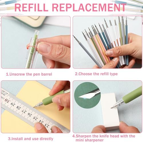 Craft Cutting Tools, 25 Pcs Knife Pen with Mini Sharpener