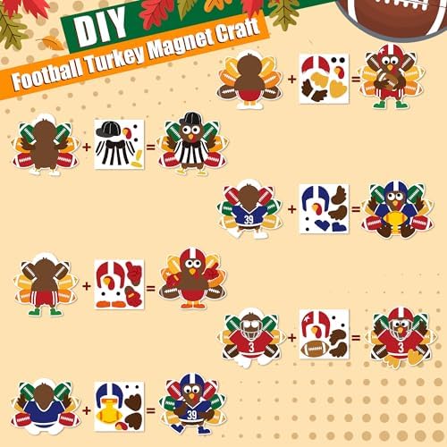 Haooryx DIY Fall Football Turkey Magnet Craft Kit Autumn Sticker Craft