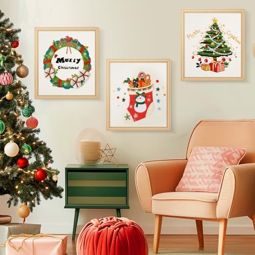wtisan Christmas Embroidery Kit, Cross Stitch Kits for Beginners, Needlepoint with All Tools & Instructions, Stamped Hand Embroidery Starter Kit for Holiday Crafts & Xmas Home Decor, W10