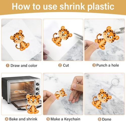 161 Pcs Shrink Paper Keychain Kit,30 Shrink Plastic Sheets for Kids
