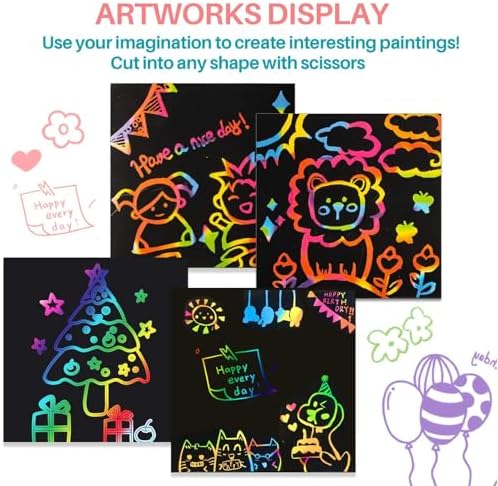 MAQIHAN 200 Rainbow Scratch Paper Art - Mini Scratch Art Paper Note for DIY