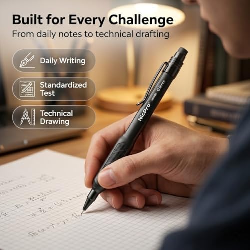 Nicpro 0.5 mm Mechanical Pencil Set with Case, 3PCS Mechanical Pencils 0.5