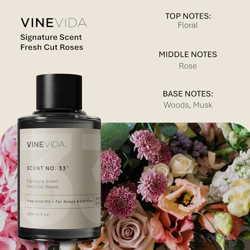 VINEVIDA [4oz] Fresh Cut Roses Fragrance Oil for Candle Making and Soap Making - Premium Candle Scents for Soy Candles