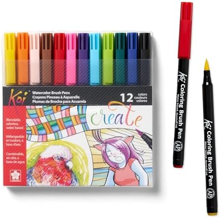 Sakura XBR-12SA 12-Piece Koi Assorted Coloring Brush Pen Set