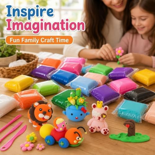 Air Dry Clay Kit for Kids – 36 Colors Non-Toxic Soft Modeling Clay Set