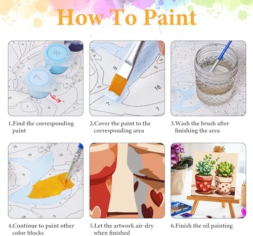 Framed Paint by Numbers Kit for Adults, Succulent & Plant Art 10x10 Inch