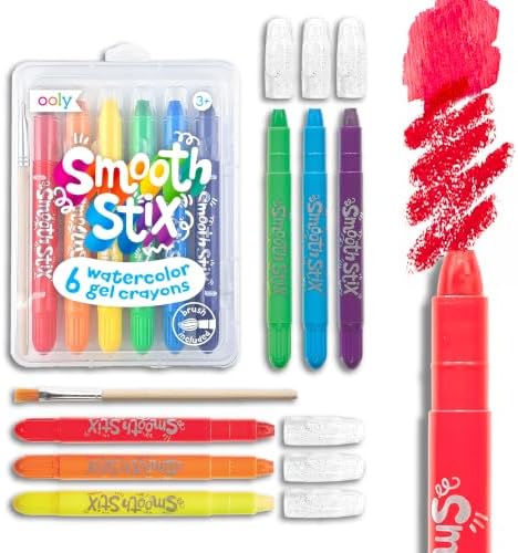 Ooly Smooth Stix Watercolor Gel Crayons, Set of 6