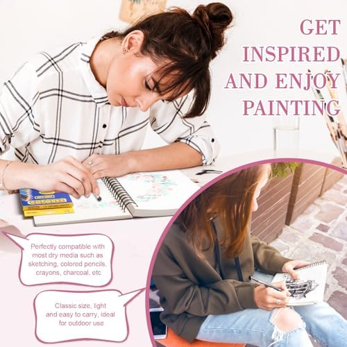 5.5×8.5In Sketch Book for Kids, 100gsm Spiral Sketchbook for Drawing, Pink | 90 Sheets Acid-Free Drawing Paper with Pencils, Tear-Out Pages, for Drawing & Sketching, idea for Back-to-School Gifts