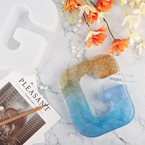Gartful 7 Inch Large Letter Molds for Resin, 3D G Capital Alphabet Epoxy Resin Mold, A to Z Thick Resin Letter Molds for Making Letters, Word Sign Art, DIY Crafts, Making Cake, Party Home Decor