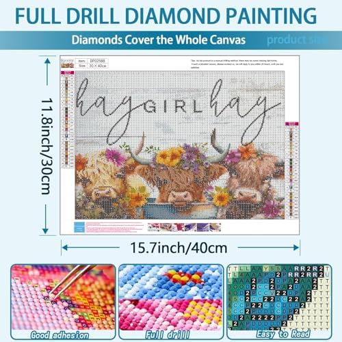 YOLENIX Highland Cattle Diamond Art Kits for Adult Diamond Painting Kit