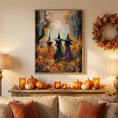 Halloween Paint by Numbers Kit for Adults,Witch Paint by Number 12x16 in