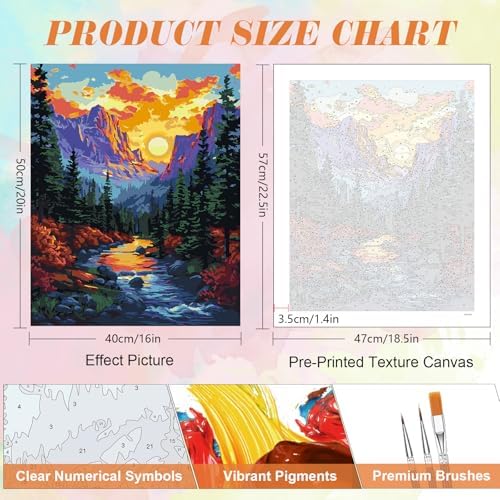 Kalonyth Landscape Paint by Numbers Kit for Adults, 16x20 inch, No Framed
