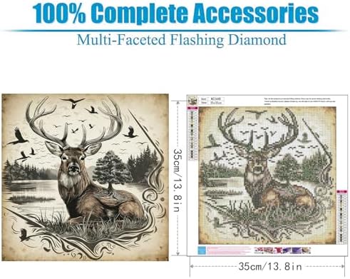 Lophomie Diamond Art Kits for Adults, 5D Deer Diamond Painting Kit 14x14 in
